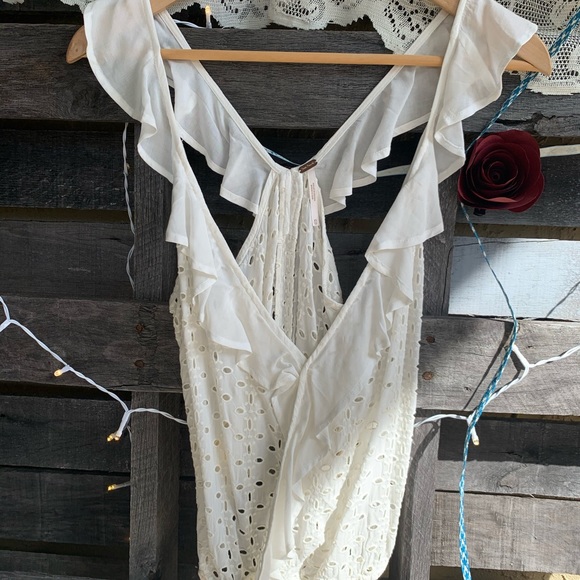 Free People Soulshine Eyelet Tank XS Ivory - Picture 1 of 7